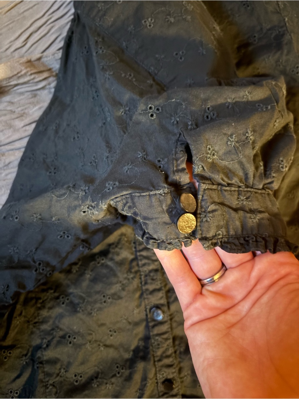 Merona Black Eyelet Button-Front Top - Picture 6 of 8